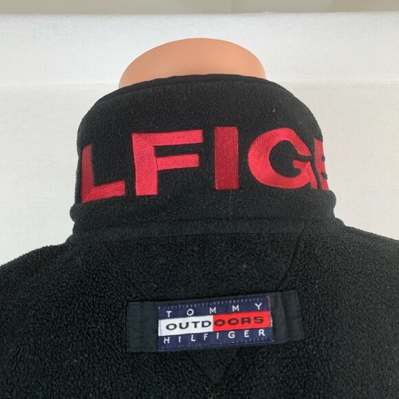Tommy Hilfiger Outdoors Spell Out Fleece Jacket Vtg 90s Striped Embroidered L - Picture 4 of 6